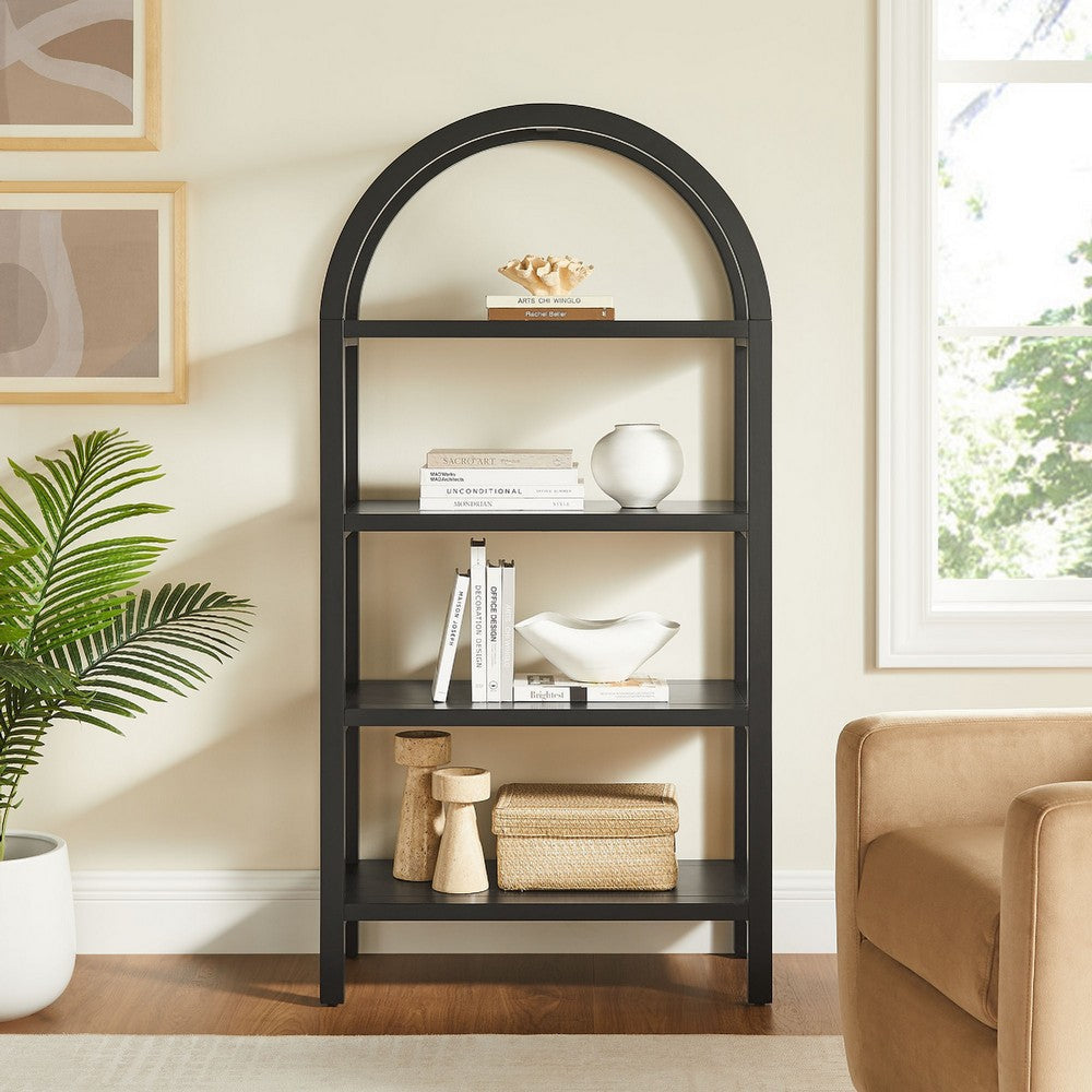 Modway Vexley 60 Inch Arched Bookshelf Black MDY-EEI-7317-BLK