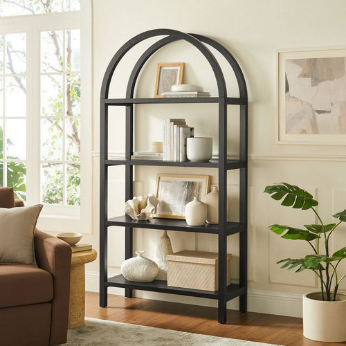 Modway Vexley 72 Inch Large Arched Bookshelf Black
