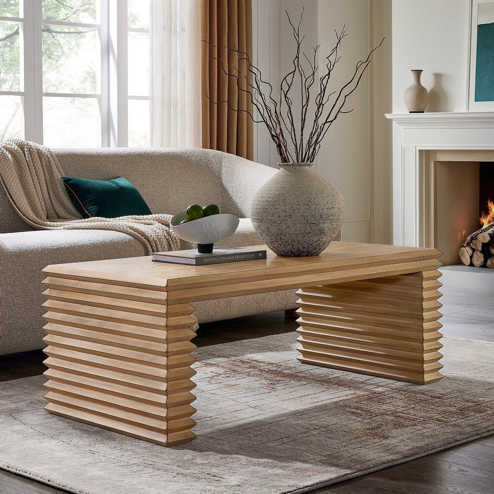 Modway Canto Rectangular Stacked Design Coffee Table Weathered Oak
