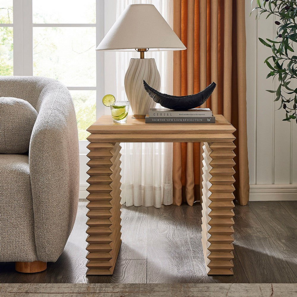 Modway Canto Square 24" Stacked Design End Table Weathered Oak
