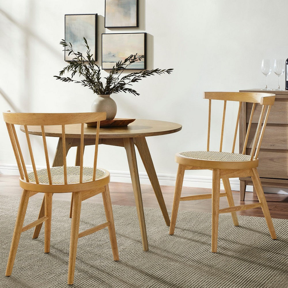 Modway Lykke Curved Spindle Back Dining Chairs Set of 2 Black