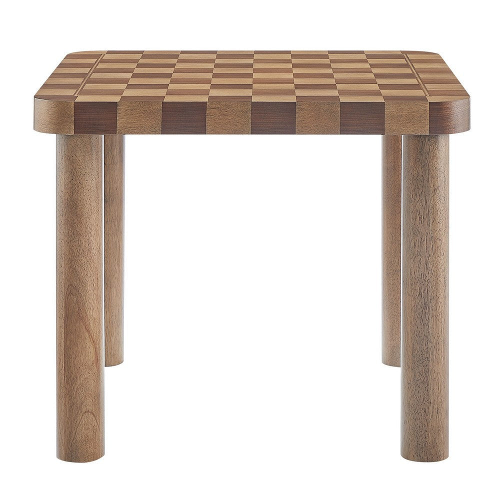 Modway Oscar 36 Inch Square Checkered Dining Table Walnut and Dark Walnut MDY-EEI-7351-DWC