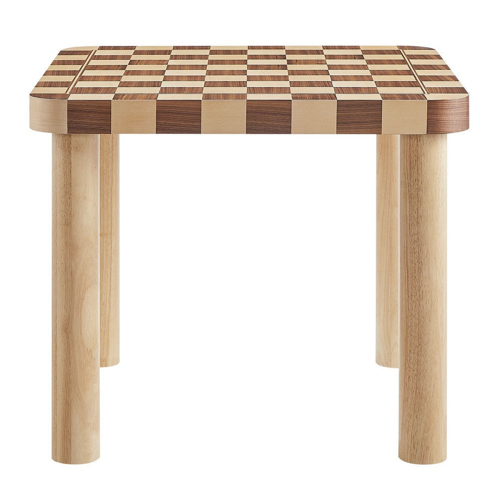 Modway Oscar 36 Inch Square Checkered Dining Table Walnut and Dark Walnut MDY-EEI-7351-DWC