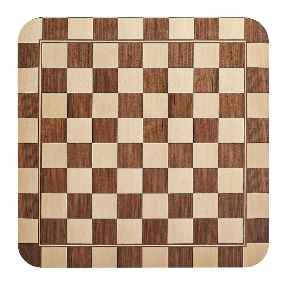 Modway Oscar 36 Inch Square Checkered Dining Table Walnut and Dark Walnut MDY-EEI-7351-DWC