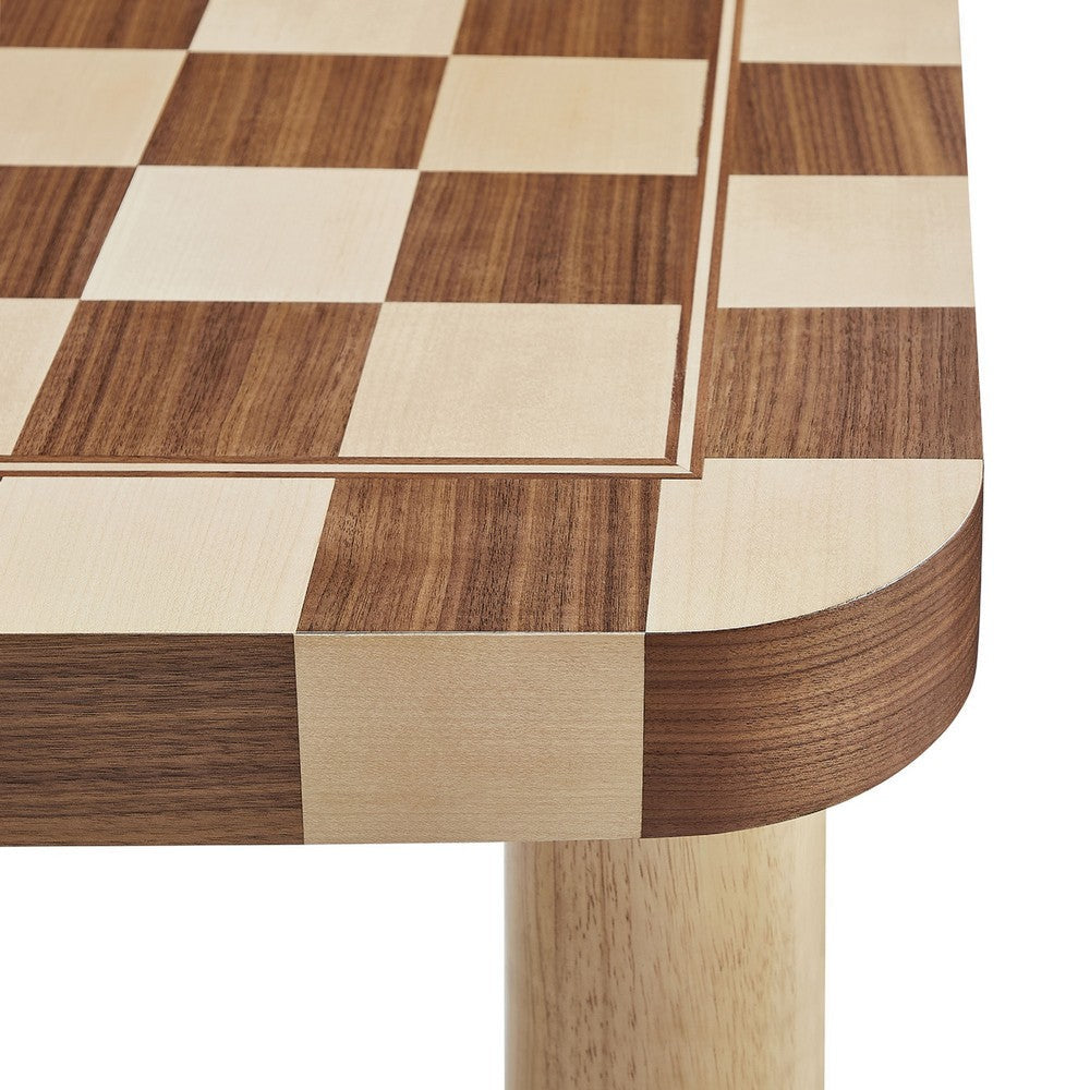 Modway Oscar 36 Inch Square Checkered Dining Table Walnut and Dark Walnut MDY-EEI-7351-DWC