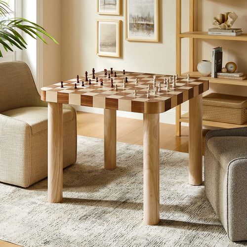 Modway Oscar 36 Inch Square Checkered Dining Table Walnut and Dark Walnut