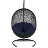 Modway EEI-739-NAV-SET Encase Wicker Rattan Outdoor Patio Porch Lounge Egg Swing Chair with Stand Navy MDY-EEI-739-NAV-SET