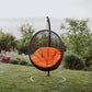 Modway EEI-739-ORA-SET Encase Wicker Rattan Outdoor Patio Porch Lounge Egg Swing Chair with Stand Orange MDY-EEI-739-ORA-SET