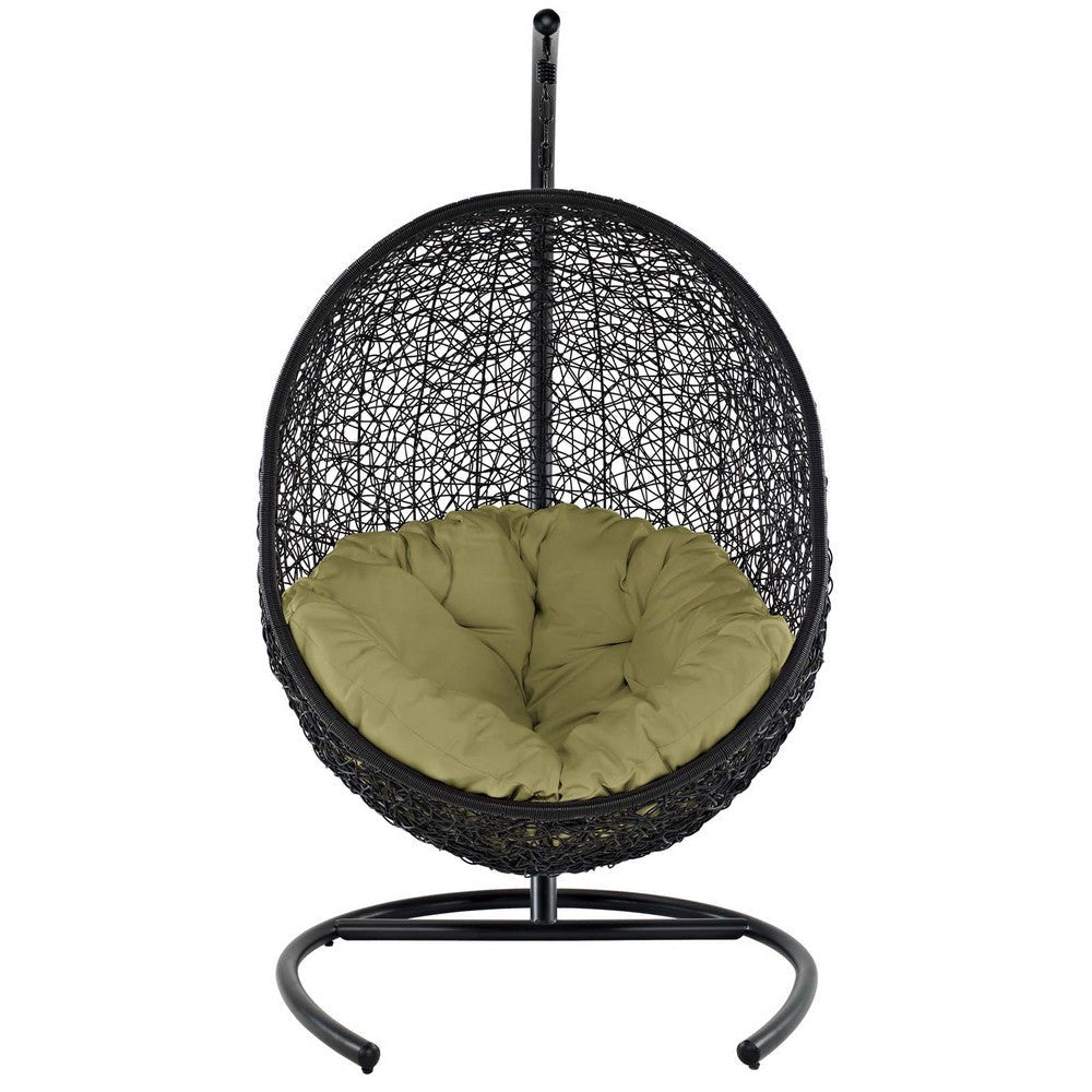 Modway EEI-739-PER-SET Encase Wicker Rattan Outdoor Patio Porch Lounge Egg Swing Chair with Stand Peridot MDY-EEI-739-PER-SET