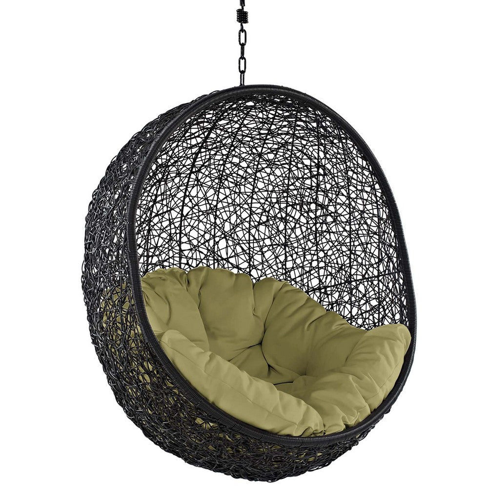 Modway EEI-739-PER-SET Encase Wicker Rattan Outdoor Patio Porch Lounge Egg Swing Chair with Stand Peridot MDY-EEI-739-PER-SET