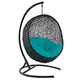 Modway EEI-739-TRQ-SET Encase Wicker Rattan Outdoor Patio Porch Lounge Egg, Swing Chair with Stand, Turquoise