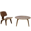 Modway Fathom Mid-Century Molded Plywood Lounge Accent Chair and Coffee Table in Walnut