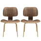 Modway Fathom Mid-Century Modern Molded Plywood Two Kitchen and Dining Room Chairs in Walnut