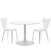 Modway Revolve Modern 3-Piece Set with 44" Round Table and Two Dining Chairs in White