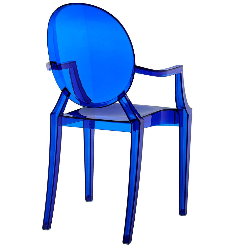 Modway Casper Modern Acrylic Stacking Two Dining Armchairs in Blue MDY-EEI-905-BLU