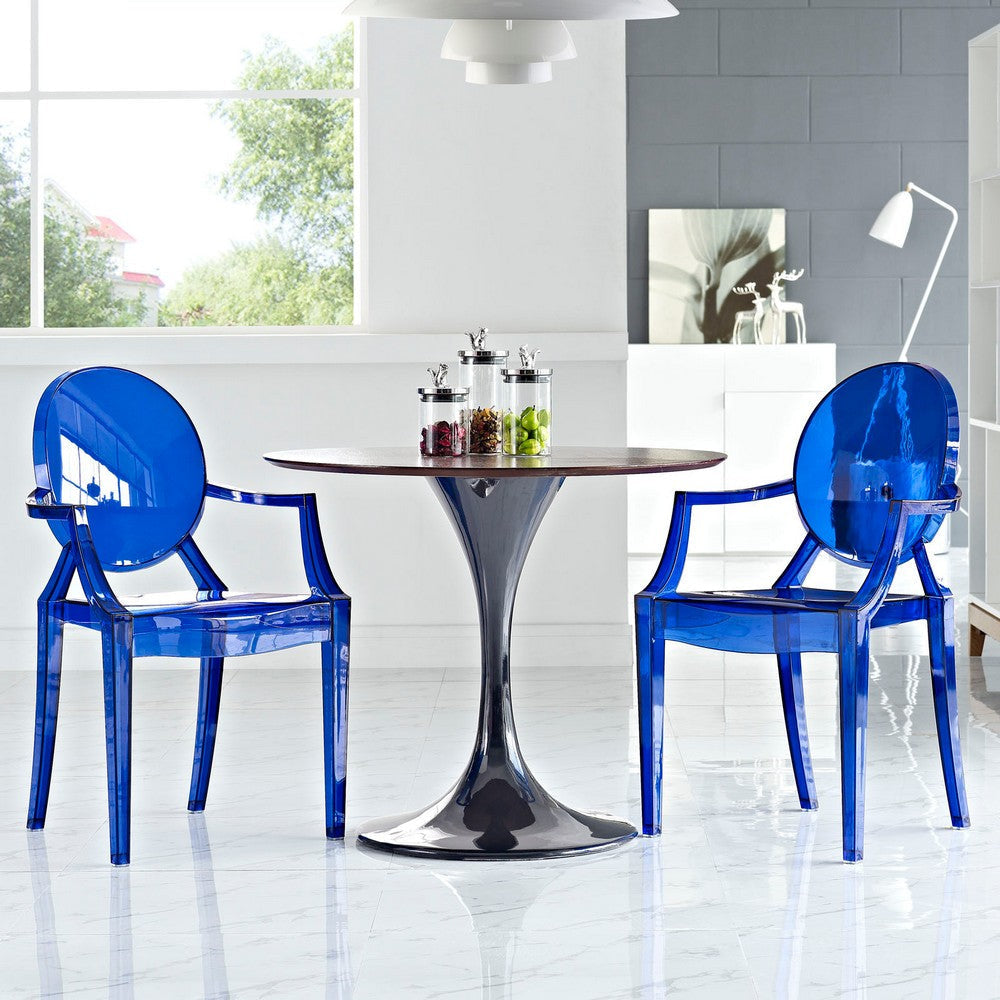 Modway Casper Modern Acrylic Stacking Two Dining Armchairs in Blue