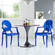 Modway Casper Modern Acrylic Stacking Two Dining Armchairs in Blue