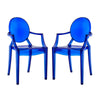 Modway Casper Modern Acrylic Stacking Two Dining Armchairs in Blue