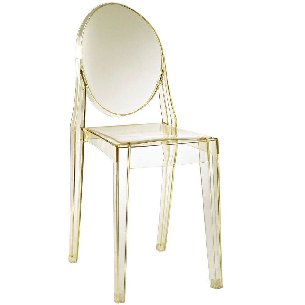 Modway Casper Modern Acrylic Stacking Two Dining Side Chairs in Yellow MDY-EEI-906-YLW