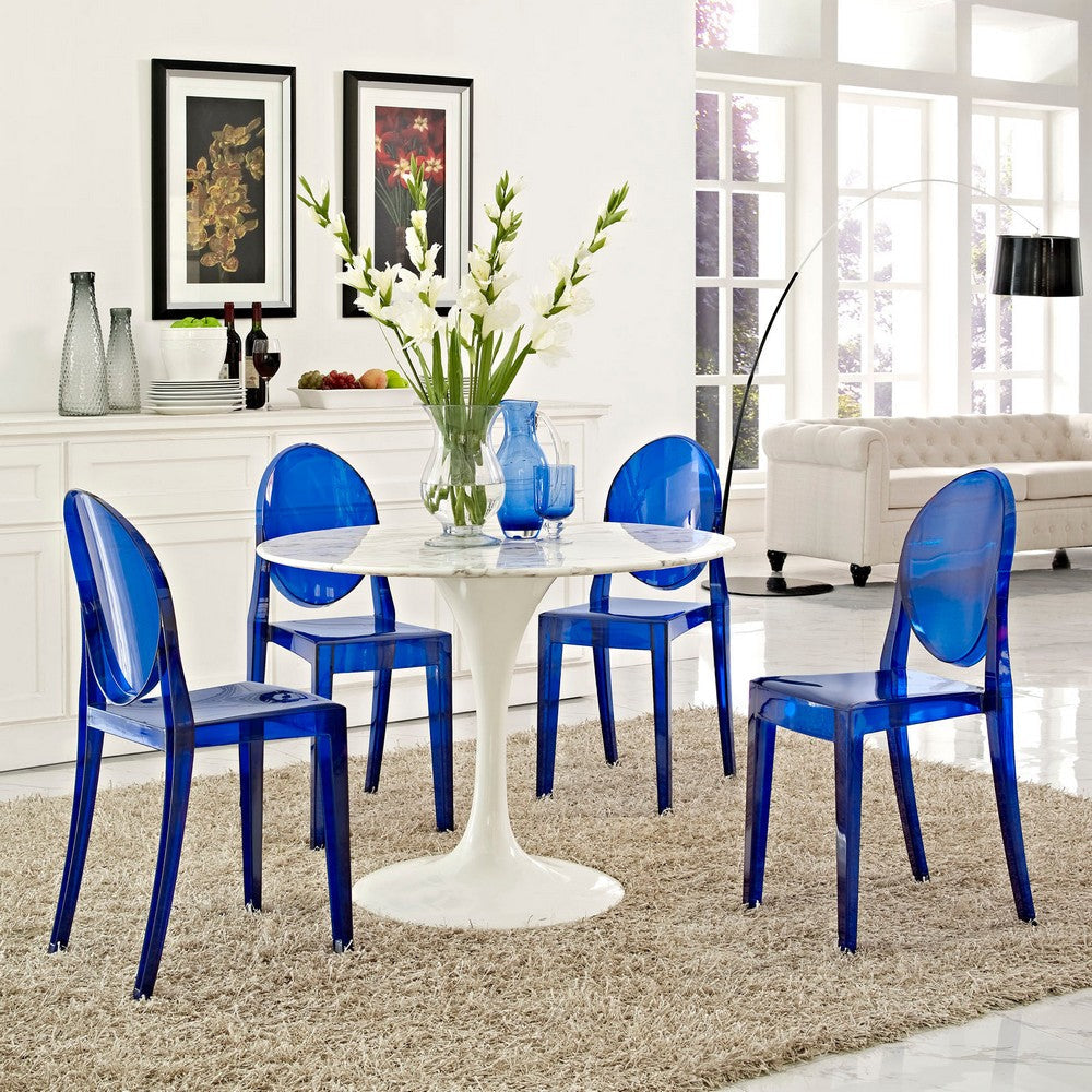 Modway Casper Modern Acrylic Stacking Four Dining Armchairs in Blue MDY-EEI-908-BLU