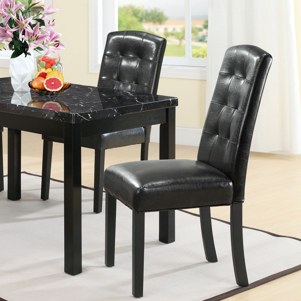 Modway Perdure Modern Tufted Faux Leather Upholstered Parsons Two Dining Chairs in Black MDY-EEI-952-BLK