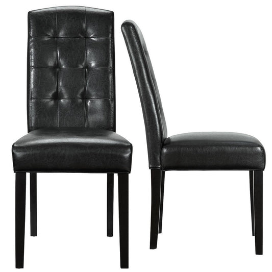 Modway Perdure Modern Tufted Faux Leather Upholstered Parsons Two Dining Chairs in Black