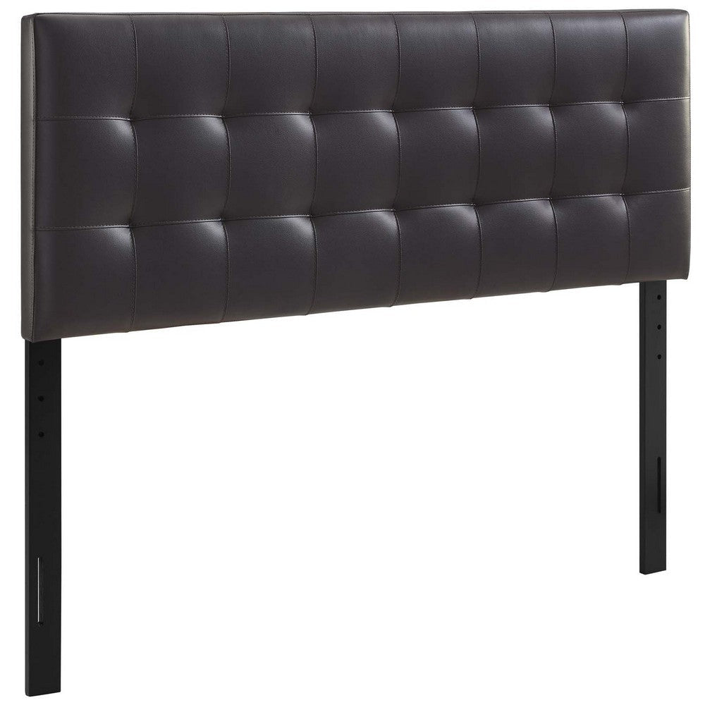 Modway Lily Tufted Faux Leather Upholstered Queen Headboard in Brown