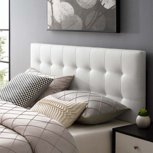 Modway Lily Tufted Faux Leather Upholstered Queen Headboard in White