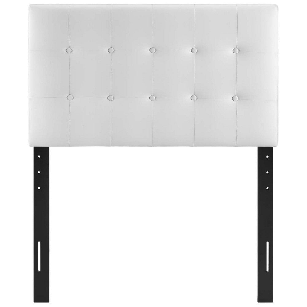 White Emily Twin Vinyl Headboard - No Shipping Charges MDY-MOD-5177-WHI