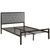 Modway Mia Upholstered Brown Beige Tufted Platform Bed with Metal Slat Support in Full MDY-MOD-5180-BRN-GRY-SET