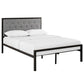 Modway Mia Upholstered Brown Beige Tufted Platform Bed with Metal Slat Support in Full