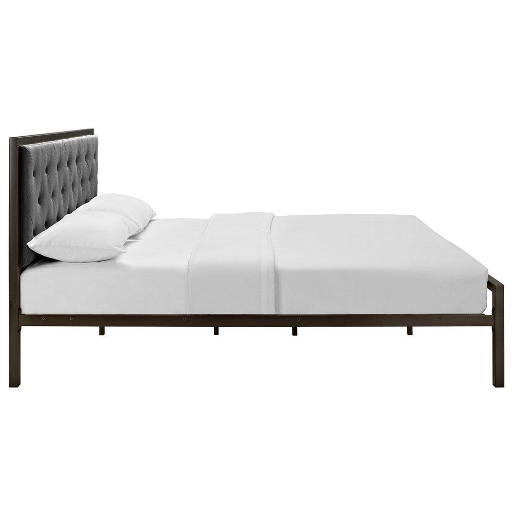 Mia Fabric Queen Bed by Modway| Gray
