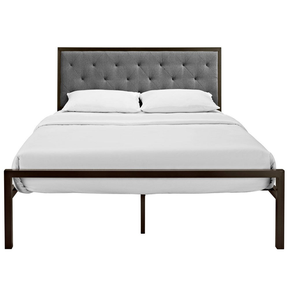 Mia Fabric Queen Bed by Modway| Gray