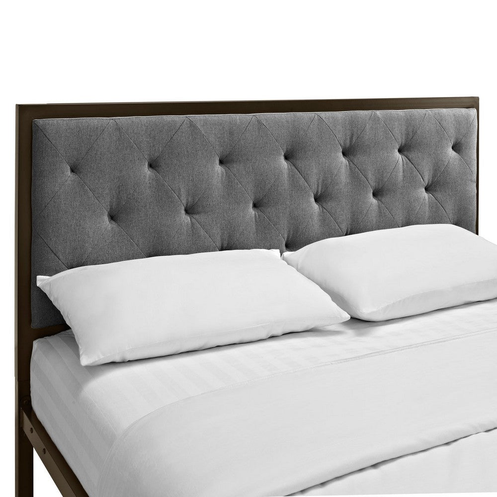 Mia Fabric Queen Bed by Modway| Gray