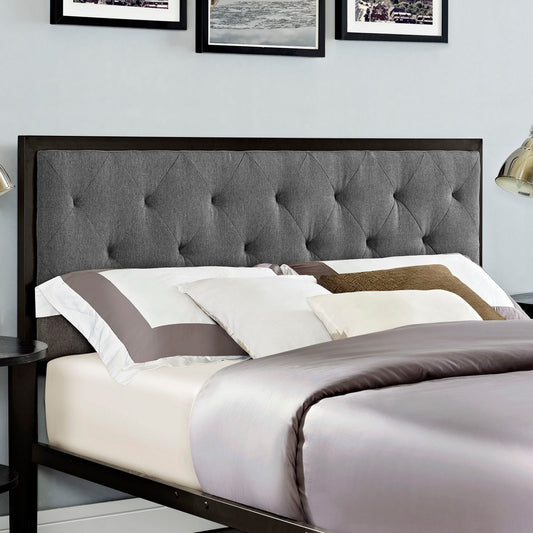 Mia Fabric Queen Bed by Modway| Gray