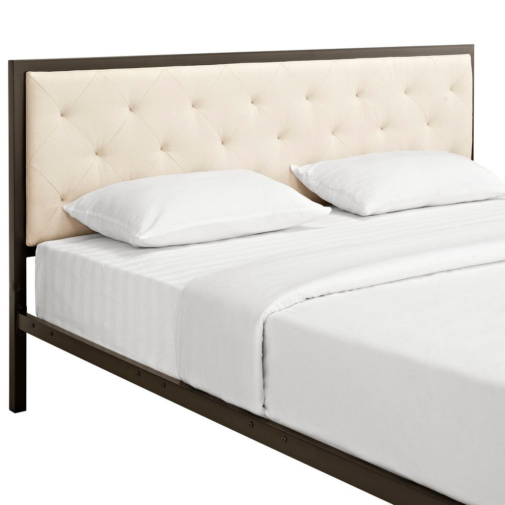 Mia Fabric King Bed by Modway| Brown