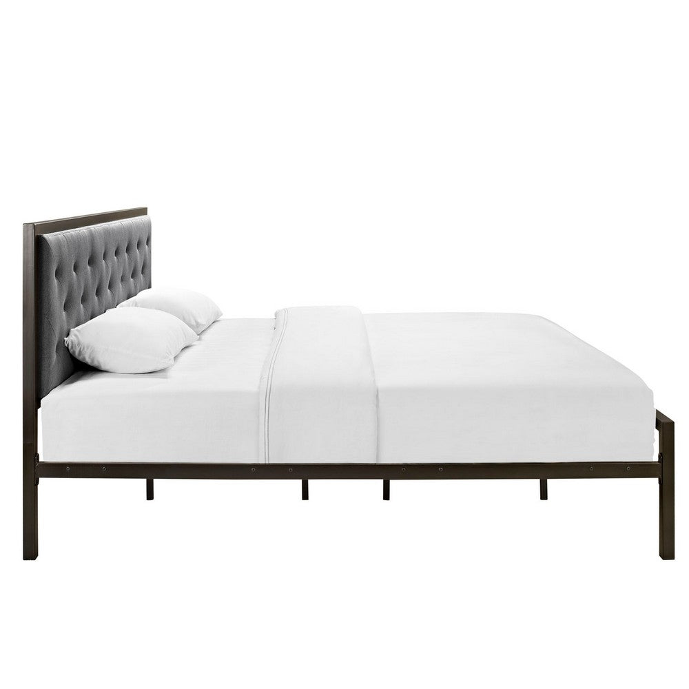 Mia Fabric King Bed by Modway| Gray