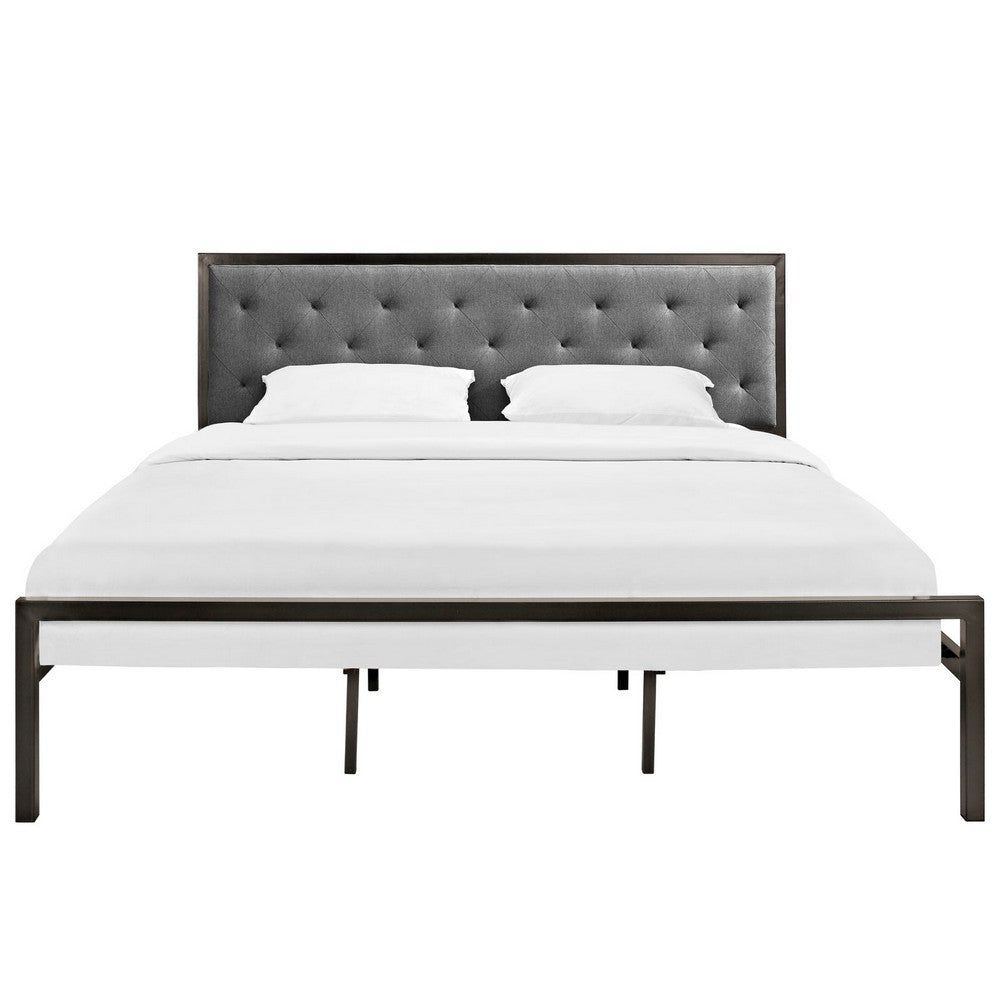 Mia Fabric King Bed by Modway| Gray