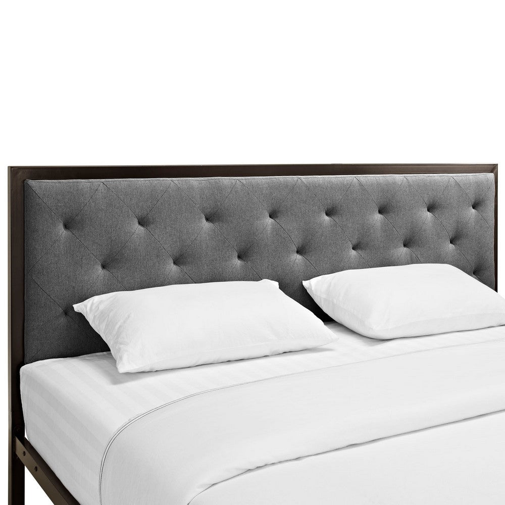 Mia Fabric King Bed by Modway| Gray