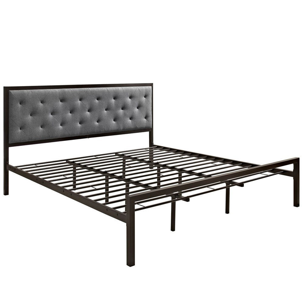 Mia Fabric King Bed by Modway| Gray