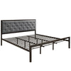 Modway Mia Upholstered Brown Gray Tufted Platform Bed With Metal Slat Support in King MDY-MOD-5184-BRN-GRY-SET