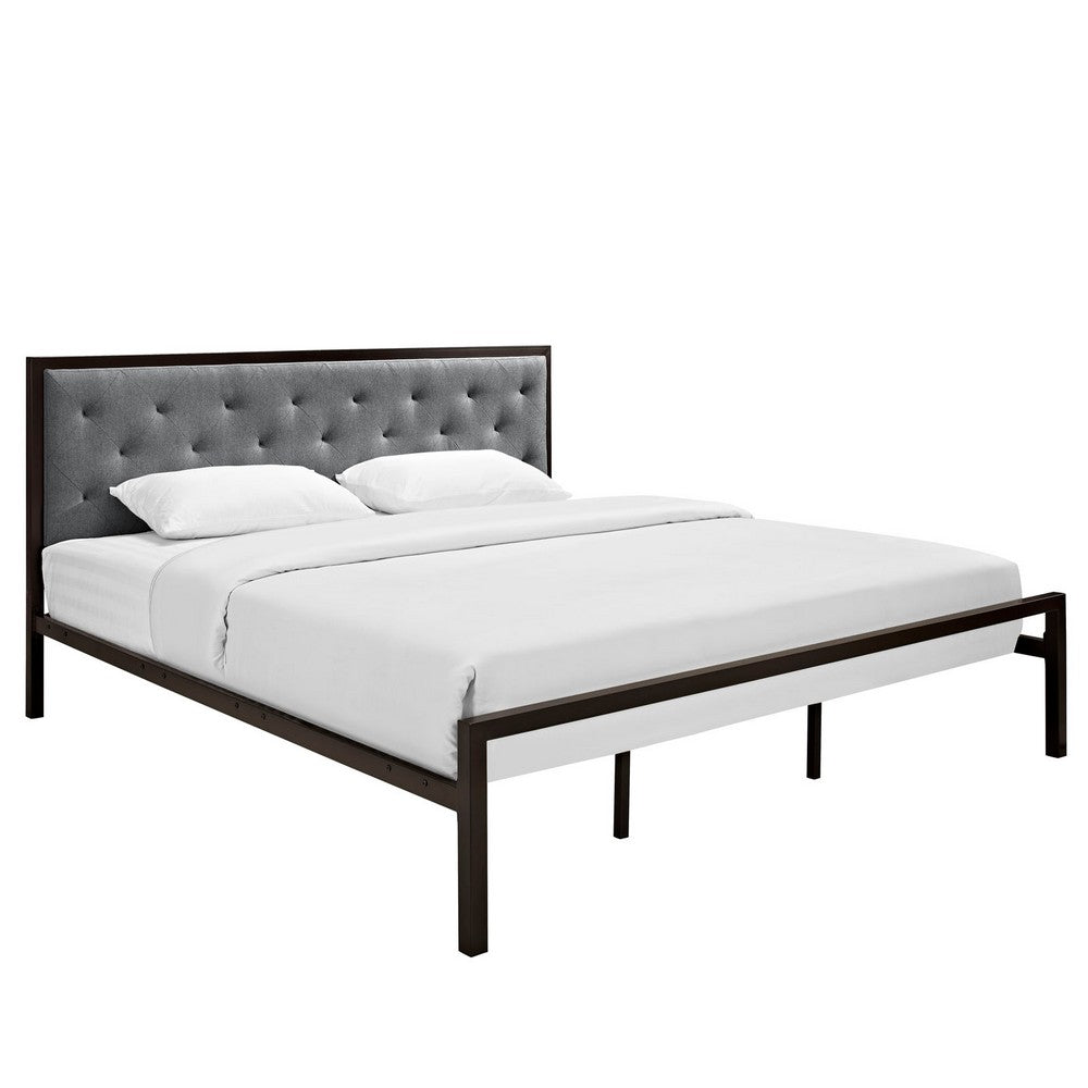 Mia Fabric King Bed by Modway| Gray