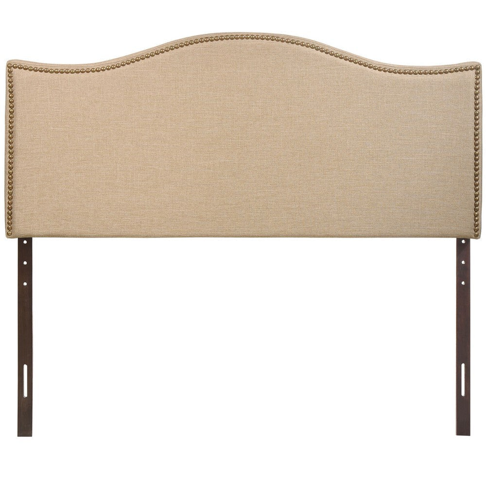 Curl Queen Nailhead Upholstered Headboard - No Shipping Charges MDY-MOD-5206-CAF