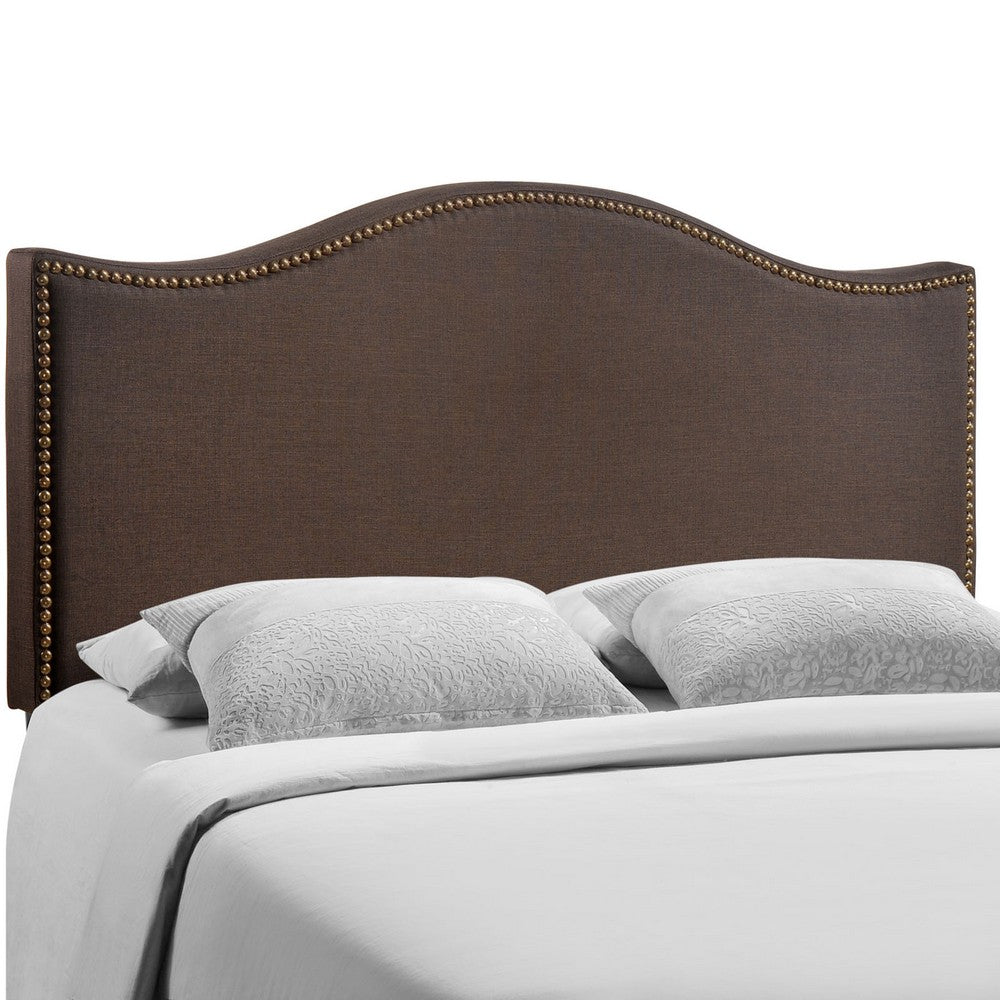 Curl Nailhead Upholstered Queen Headboard by Modway| Brown