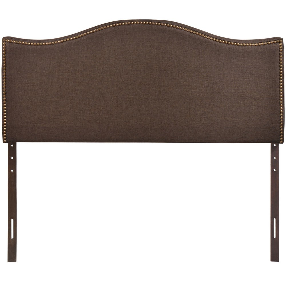 Curl Nailhead Upholstered Queen Headboard by Modway| Brown