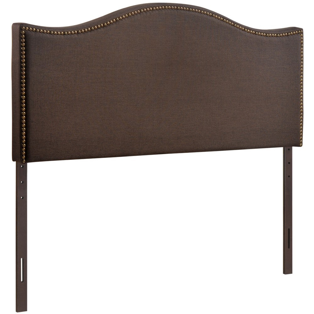 Curl Nailhead Upholstered Queen Headboard by Modway| Brown