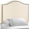 Ivory Curl Twin Nailhead Upholstered Headboard - No Shipping Charges
