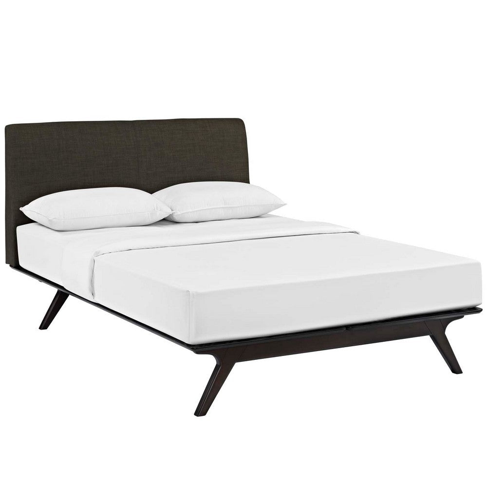 Modway MOD-5238-CAP-BRN Mid-Century Modern Wood Platform Bed, Queen, Cappuccino Brown