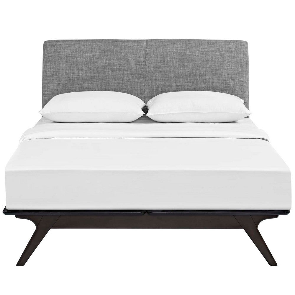 Mid-Century Modern Wood Platform Queen Size Bed MDY-MOD-5238-CAP-GRY