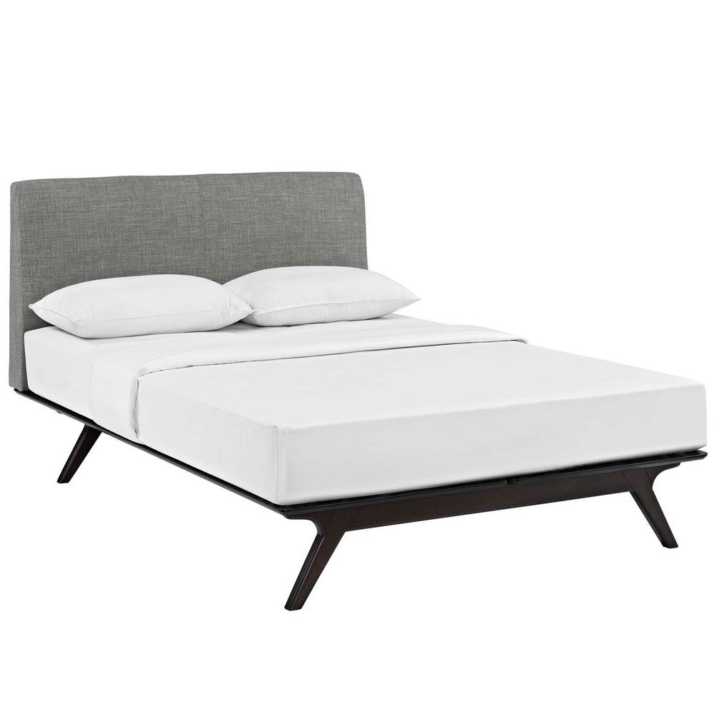 Mid-Century Modern Wood Platform Queen Size Bed